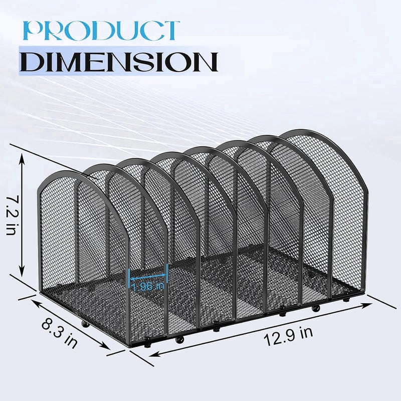 Gawerk 7-Section Desk File Organizer, Mesh Desktop Organizer File Sorter Office Organization Letter Holder, Vertical Desktop File Holder for Office Home, Black - Image 5